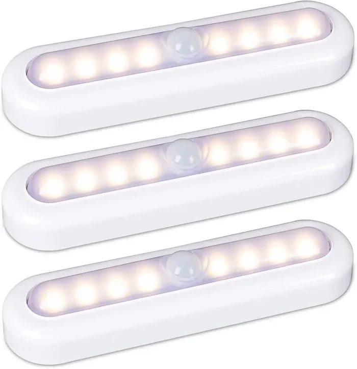 7-Inch Cordless Motion Sensor LED Lights – Battery Powered, High CRI, Stick-On Warm White Lights for Indoor Use – Ideal for Stairs, Cupboards, Closets & More (3-Pack)