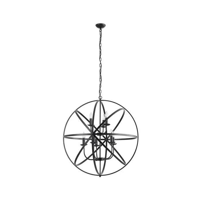 8 Light Ceiling Pendant – Black Metal (0483ORB24788BK)