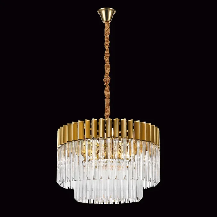 8 Light Ceiling Pendant in Brass finish with Clear Sculpted Glass (1230KOL78A)