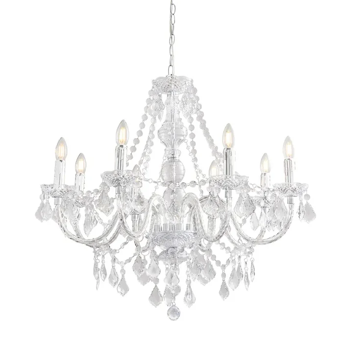 8 Light Chandelier with Clear Acrylic Beading – Height Adjustable (0711CLA3088CL)
