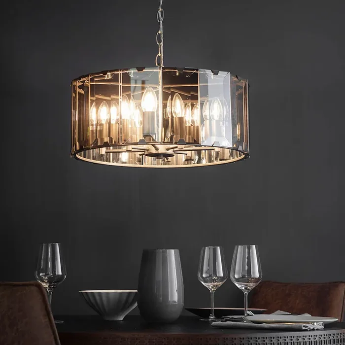 8 Light Pendant with Bevelled Smoked Glass (0711CLO61294)