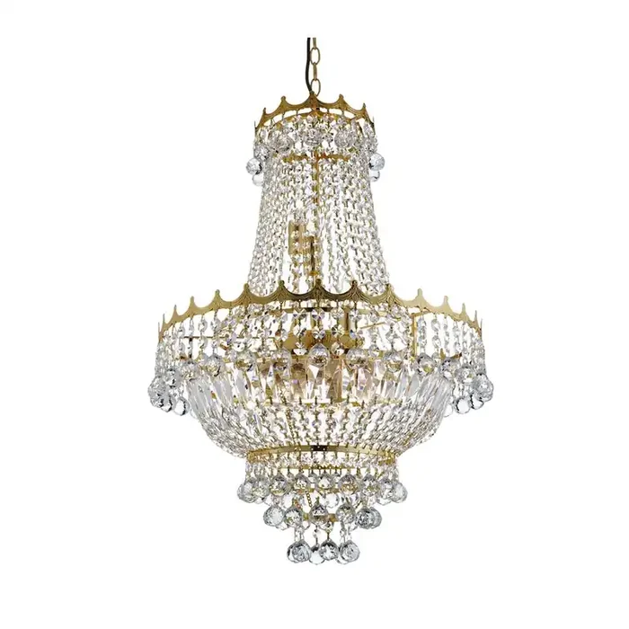 9 Light Crystal Chandelier – Gold & Crystal (0483VER9GD)