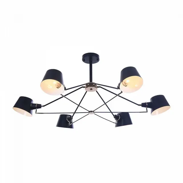 Abigail 6 Light Black with White Semi-Flush Ceiling Light