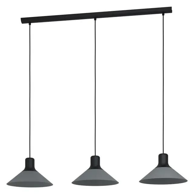 Abreosa 3 Light Black with Grey Bar Pendant Light