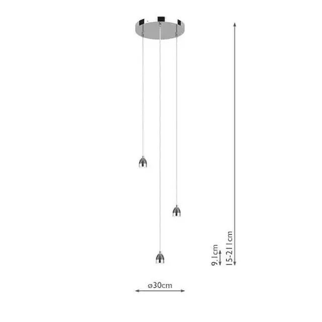 Accessory 3 Light Modular Polished Chrome LED Cluster Pendant Light Suspension