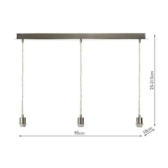 Accessory 3 Light Satin Chrome E27 Pendant Light Suspension
