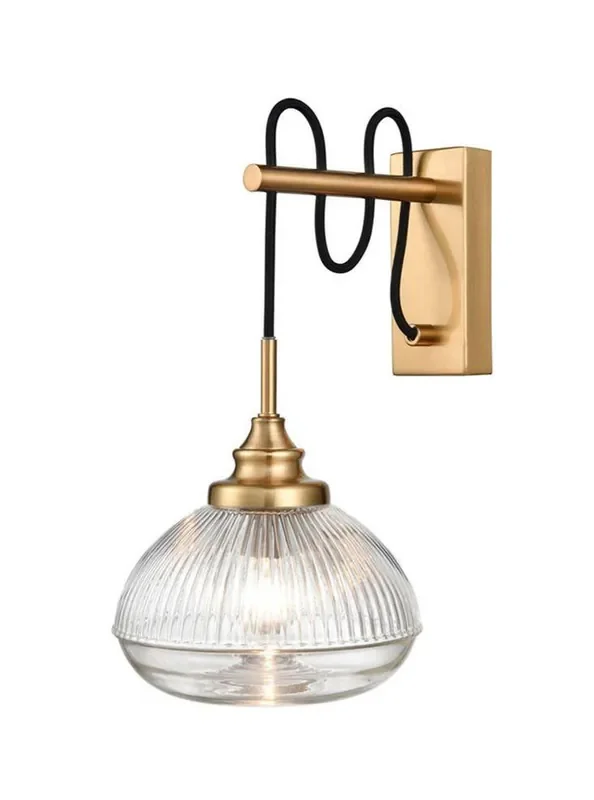 Acoste Brushed Brass with Clear Ribbed Diffuser Wall Light