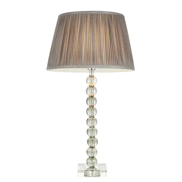 Adelie and Freya Polished Nickel with Green Tinted Glass and Charcoal Shade Table Lamp