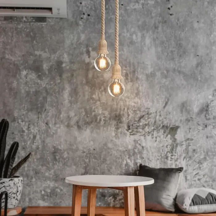 Adjustable Hemp Rope Ceiling Pendant Light with E27 Fitting