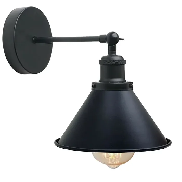 Adjustable Wall Light Black Cone Shade & E27 Lamp Holder
