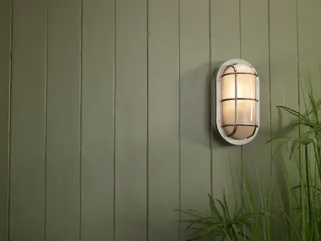 Admiral Large Oval Bulkhead Nickel IP64 Wall Light