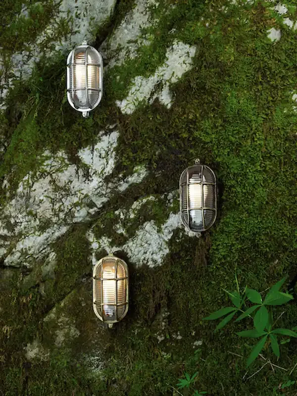 Admiral Small Oval Bulkhead Antique Brass IP64 Wall Light