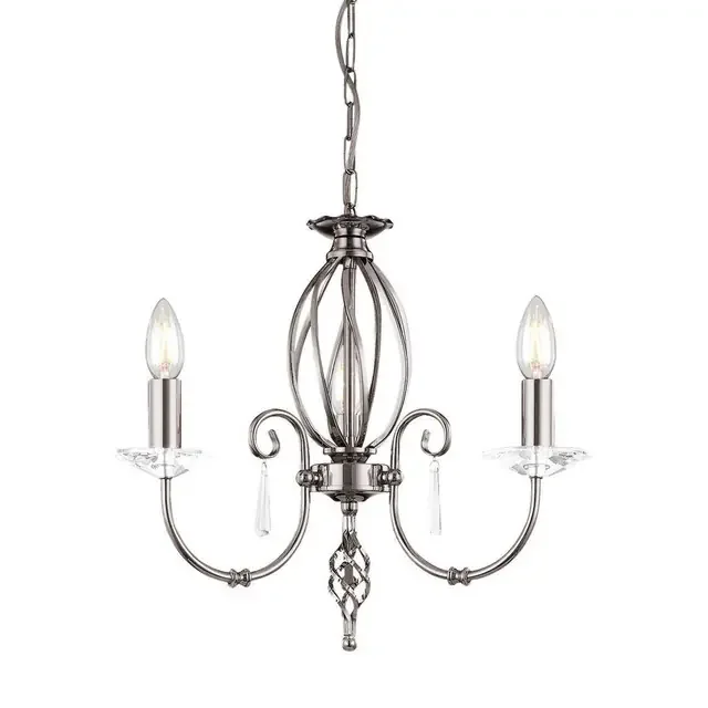 Aegean 3 Light Polished Nickel Chandelier Pendant Light