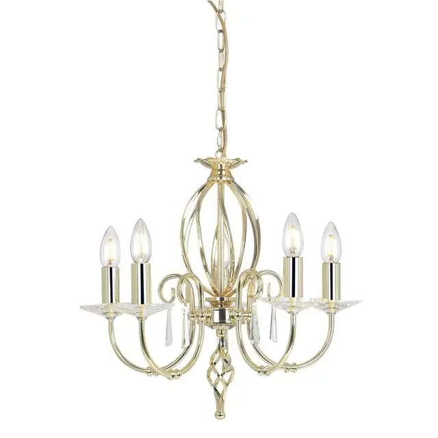 Aegean 5 Light Polished Brass Chandelier Pendant Light