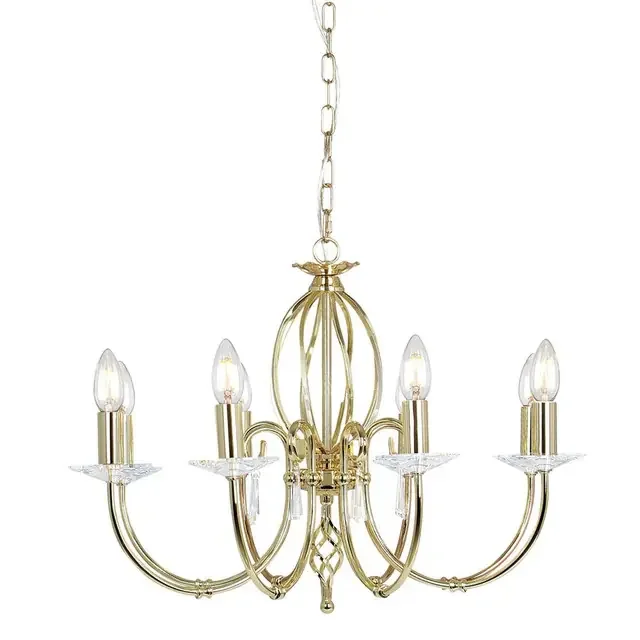 Aegean 8 Light Polished Brass Chandelier Pendant Light