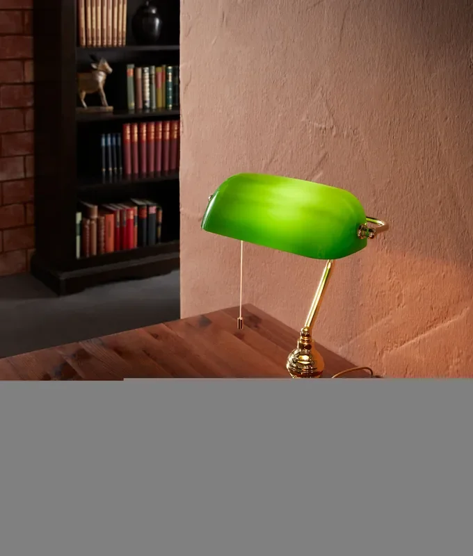 Affordable Bankers Glass Table Lamp