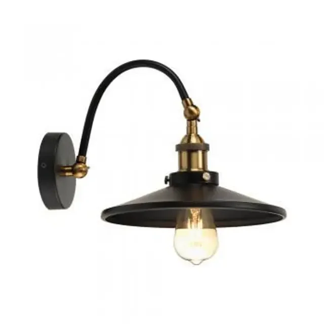Aken Black with Gold and Metal Shade Adjustable Wall Light