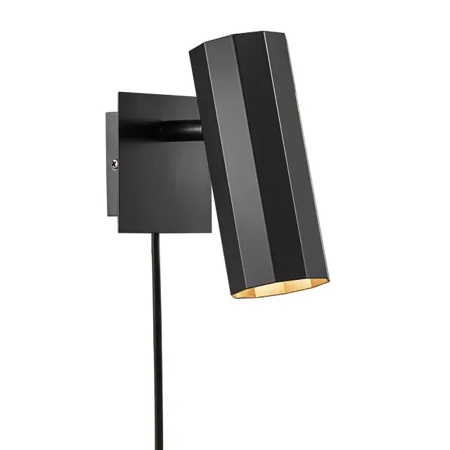Alanis Black with Adjustable Diffuser Wall Spotlight
