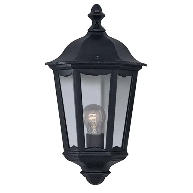 Alex Black Outdoor Half Lantern Wall Light