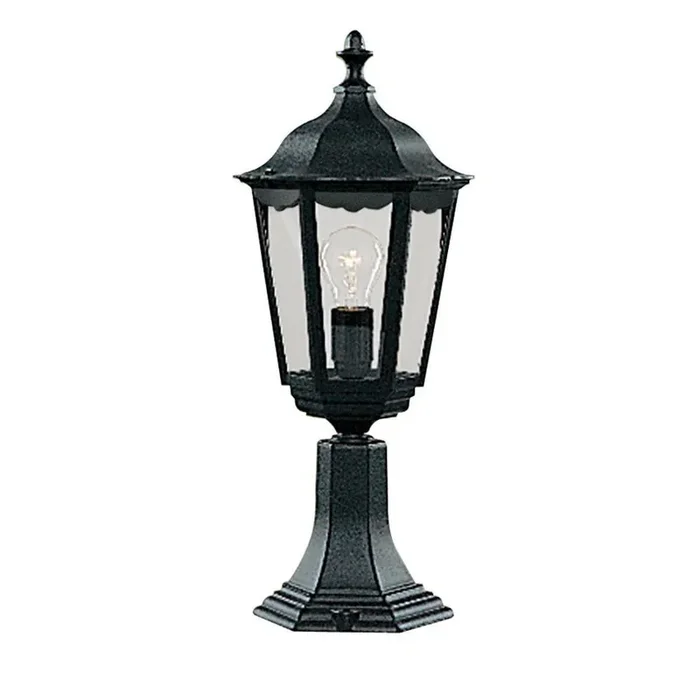 Alex Black Outdoor Traditional Lantern Post Pedestal Light with Clear Glass 530mm