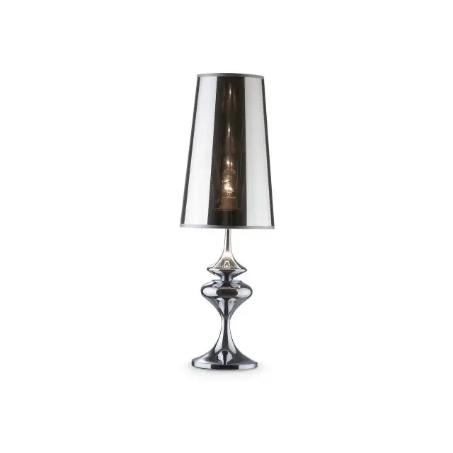 Alfiere TL1 Big Chrome with Semi Transparent Black Glass Shade 68.5cm Table Lamp