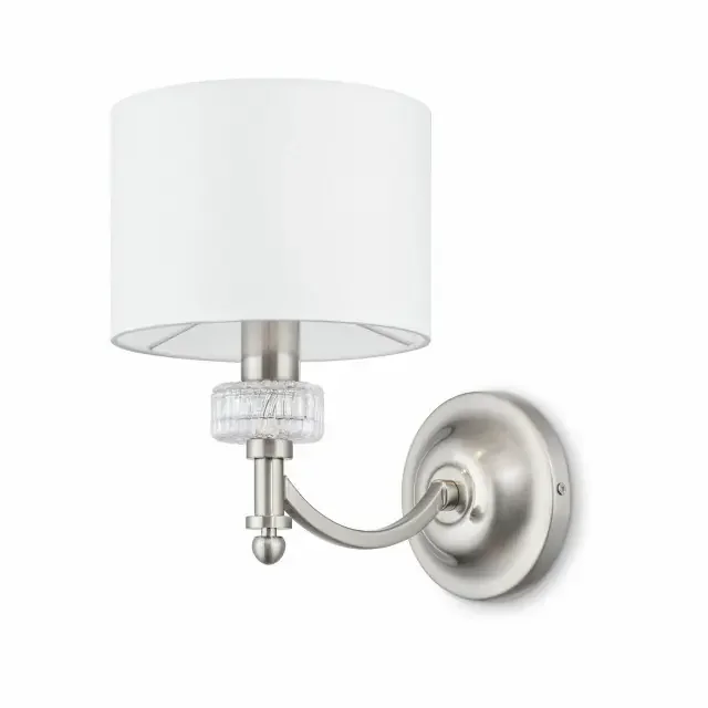 Alicante Satin Nickel and Glass with White Shade Wall Light