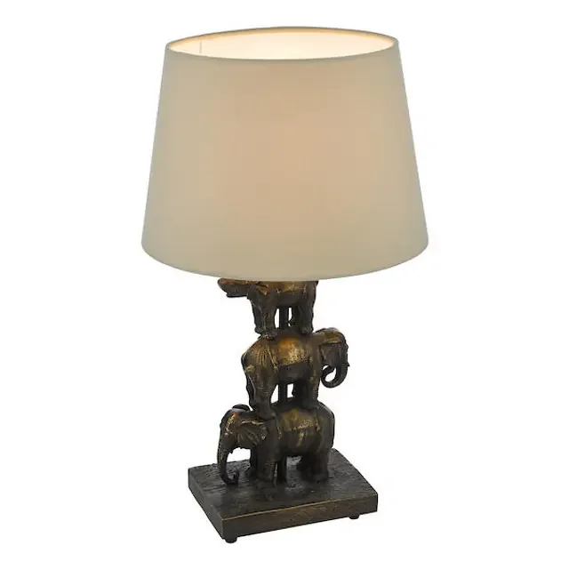 Alina Elephant Antique Bronze with Shade Table Lamp