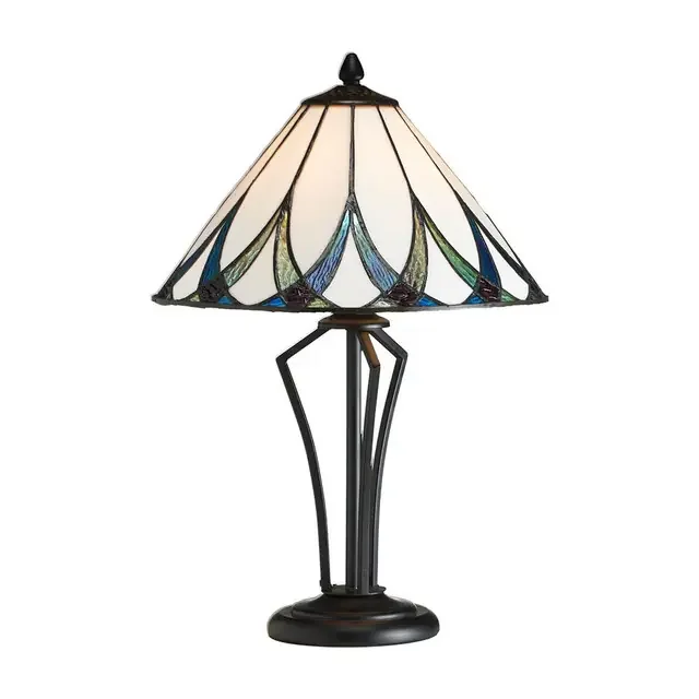 Allanton White with Green and Blue Tiffany Table Lamp