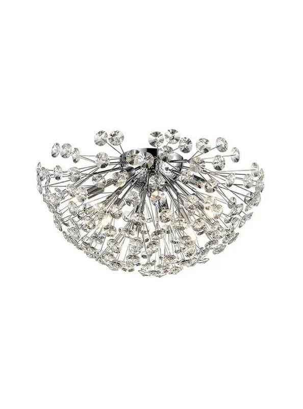 Allium 9 Chrome with Chrystal Half Spherical 50cm Flush Ceiling Light