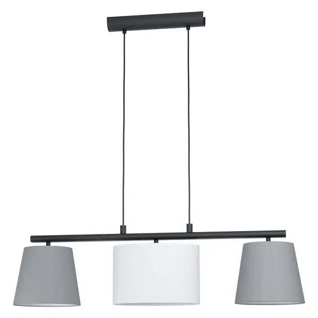 Almeida 1 3 Light Black with Grey and White Shade Bar Pendant Light