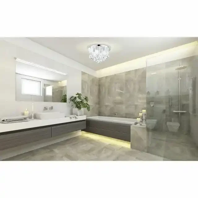 Almonte Chrome with Clear Crystal Shade Medium Ceiling Light