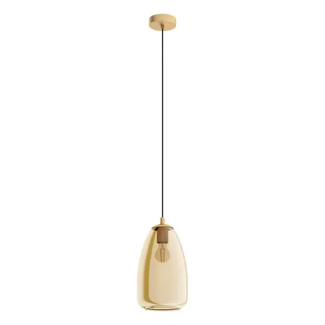 Alobrase 200 Brushed Brass with Amber Vaporized Glass Pendant Light