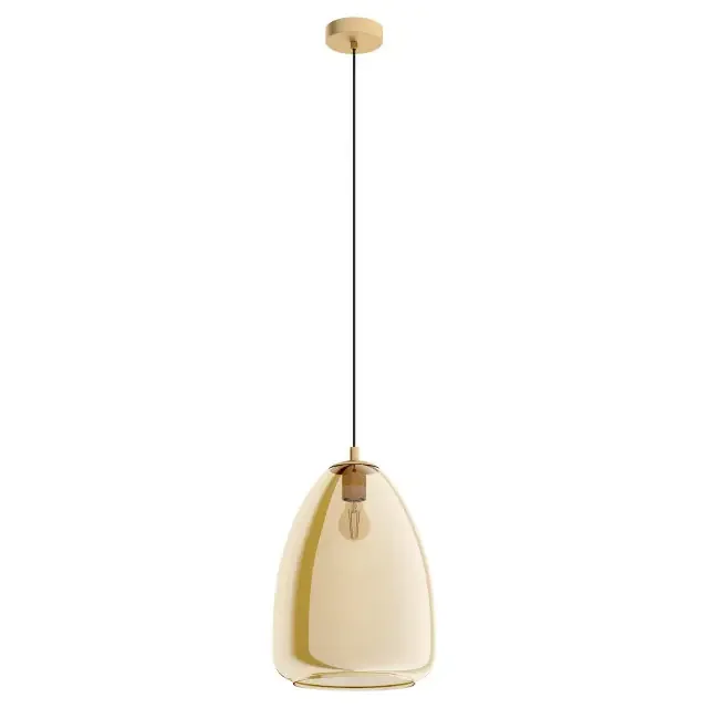 Alobrase 300 Brushed Brass with Amber Vaporized Glass Pendant Light