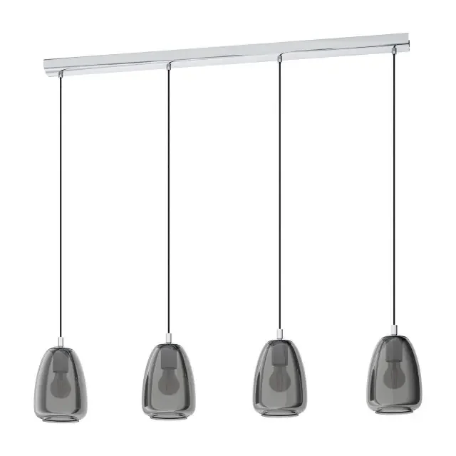 Alobrase 4 Light Chrome with Black Vaporized Glass Shade Bar Pendant Light