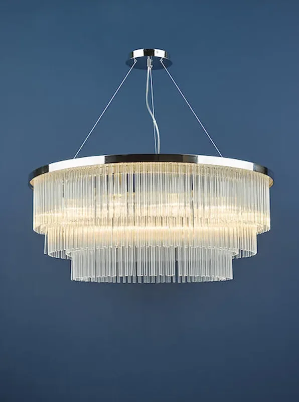 Alpheios 12 Light Polshed Chrome and Clear Glass Pendant Light