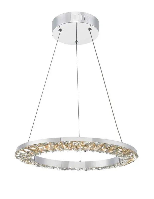 Altamura Polished Chrome and Crystal LED Pendant Light