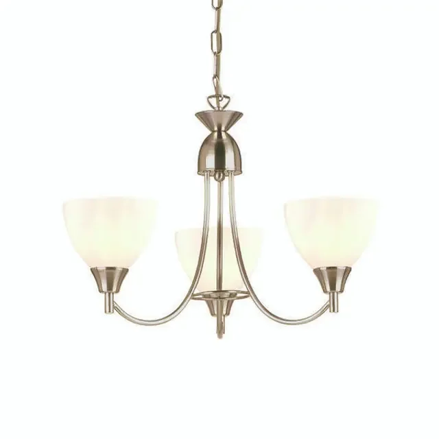 Alton 3 Light Satin Chrome with Opal Glass Pendant Light