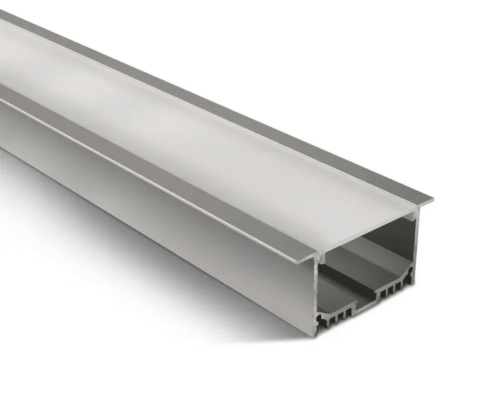 Aluminium 2m Recessed aluminium profile with PC opal diffuser.