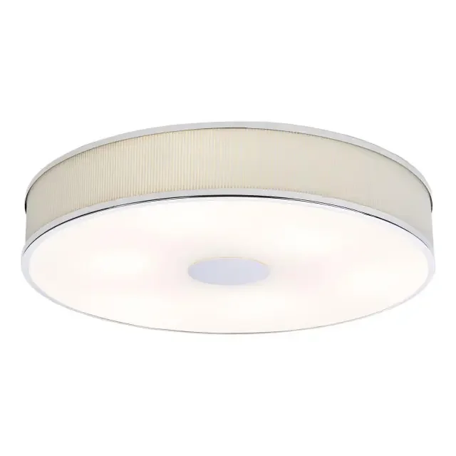 Alvaro 6 Light Polished Chrome with Ivory Shaded Flush Ceiling Light