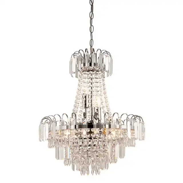 Amadis 6 Light Chrome with Faceted Glass Droplets Chandelier