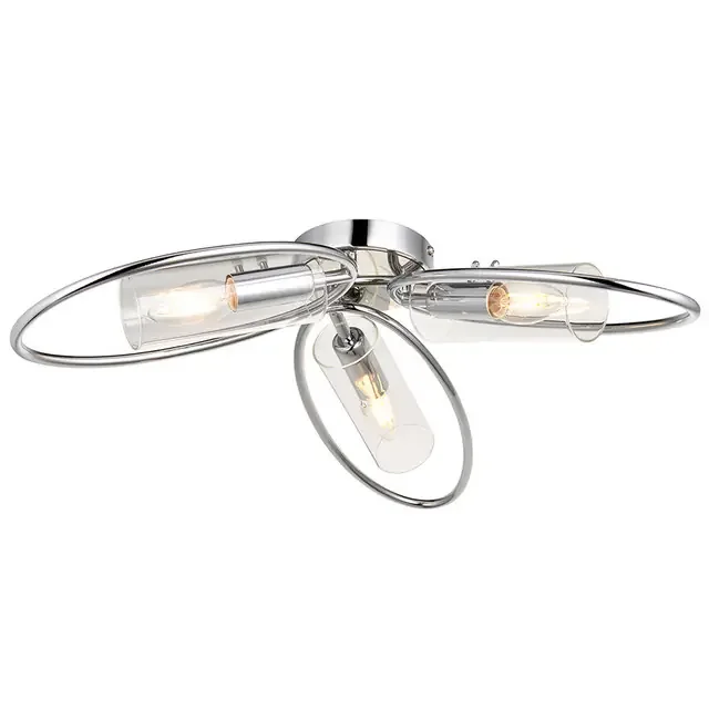 Amari 3 Light Chrome with Clear Shades Semi Flush Ceiling Light