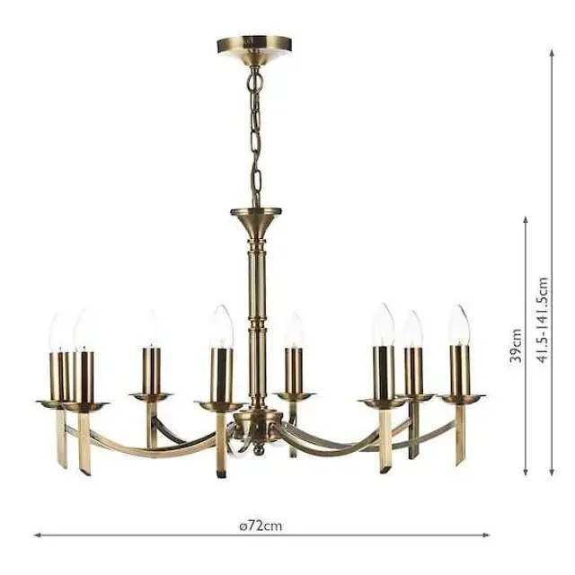 Ambassador 8 Light Dual Mount Antique Brass Pendant Light Chandelier