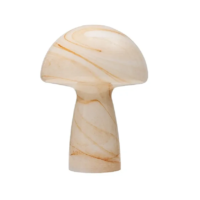 Amber Orange Mushroom Shaped Glass Table Lamp with Alabaster Swirl 300mm