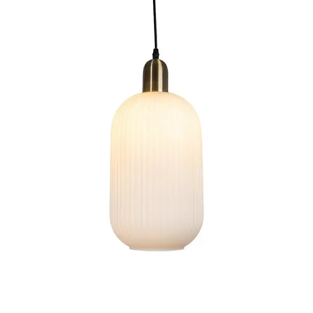 Amberley Opal Ribbed Glass Cylinder Pendant Light