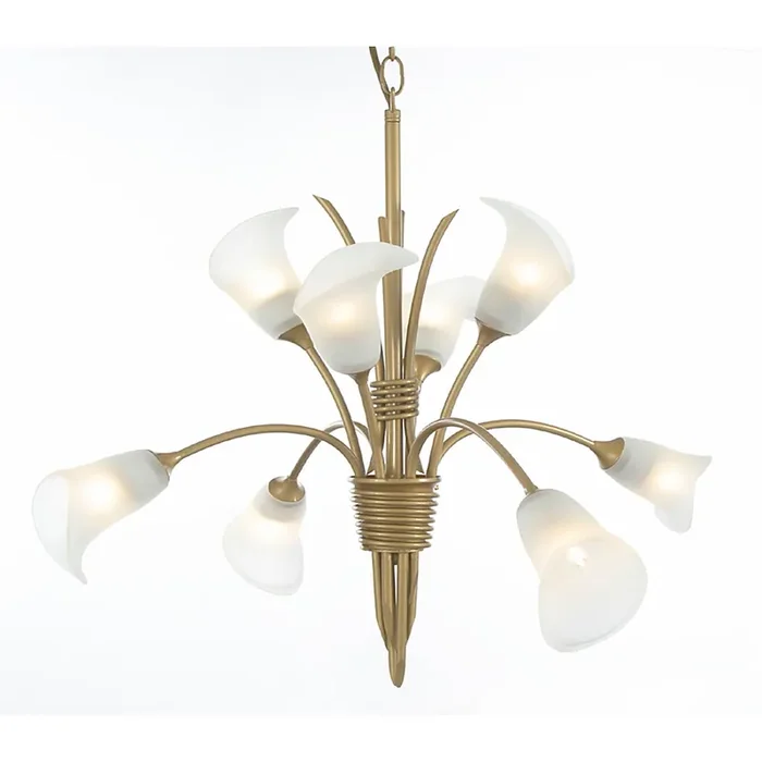 Ancona Pendant in Satin Gold With Frosted Lily Shaped Shades (Diyas IL10032)