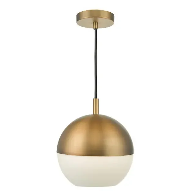 Andre Aged Brass with Opal Glass Pendant Light