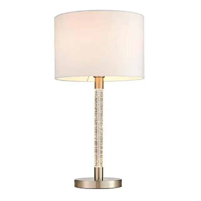 Andromeda 2 Light Satin Chrome and Vintage White Table Lamp