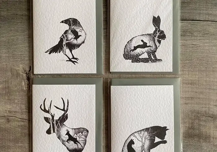 Animal Silhouette Cards by DP Art – 4 Designs
