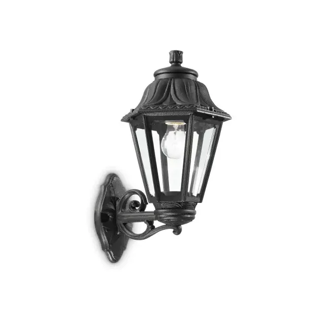 Anna AP1 Black with Clear Glass 27.5cm Resin IP55 Wall Light