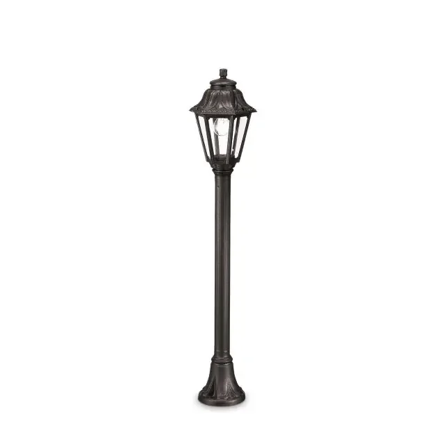Anna AP1 Black with Clear Glass Resin IP55 Lamp Post Top Light